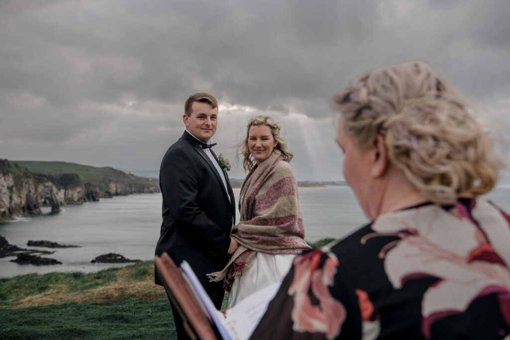 non religious wedding ceremony at elope to ireland dunluce castle